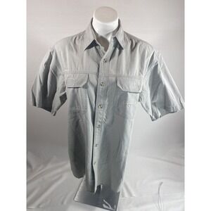 Against the Elements Button Up Shirt Men Medium Tan Cotton Short‎ Sleeve Casual